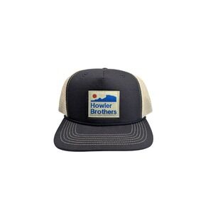 Howler Brothers Trucker Hat Mens Beige Tan Black Logo‎ Patch Snapback Cap